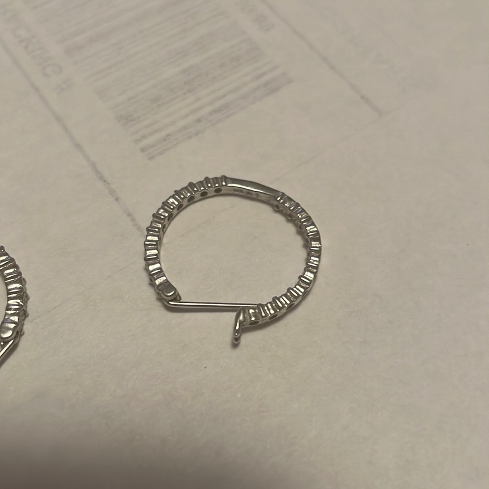 Sterling silver hoops with diamond